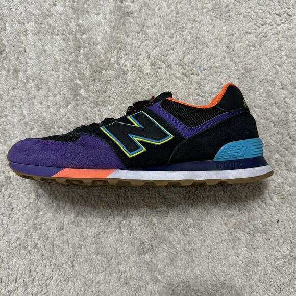 New Balance 574 Men’s Size 9 Black Purple Orange Blue Custom ML574PT2 - Picture 8 of 16
